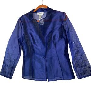 eNite Collection shirt blouse top women's 10 formal semi-formal blue purple